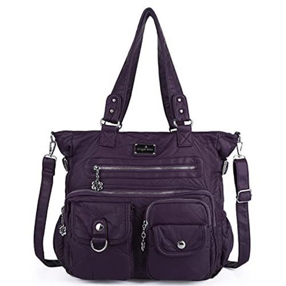 Angel kiss Handbags - Soft PU Leather Purple Hobo Tote – Stylish Satchel Shoulder Bag